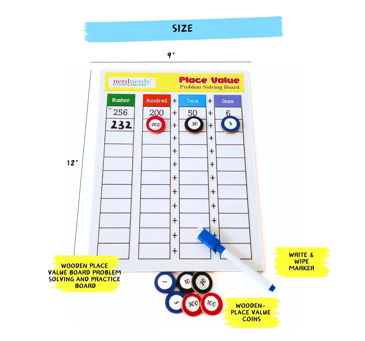 NerdNerdy Learn Place Value: Ones, Tens & Hundreds, 6Y+, Interactive Teaching Learning Material to teach place value concept