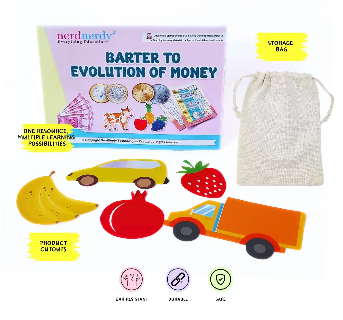 NerdNerdy Barter to Evolution of Money, Teaching Learning Material for 7Y+, great resource for children to learn about the evolution of today's financial world