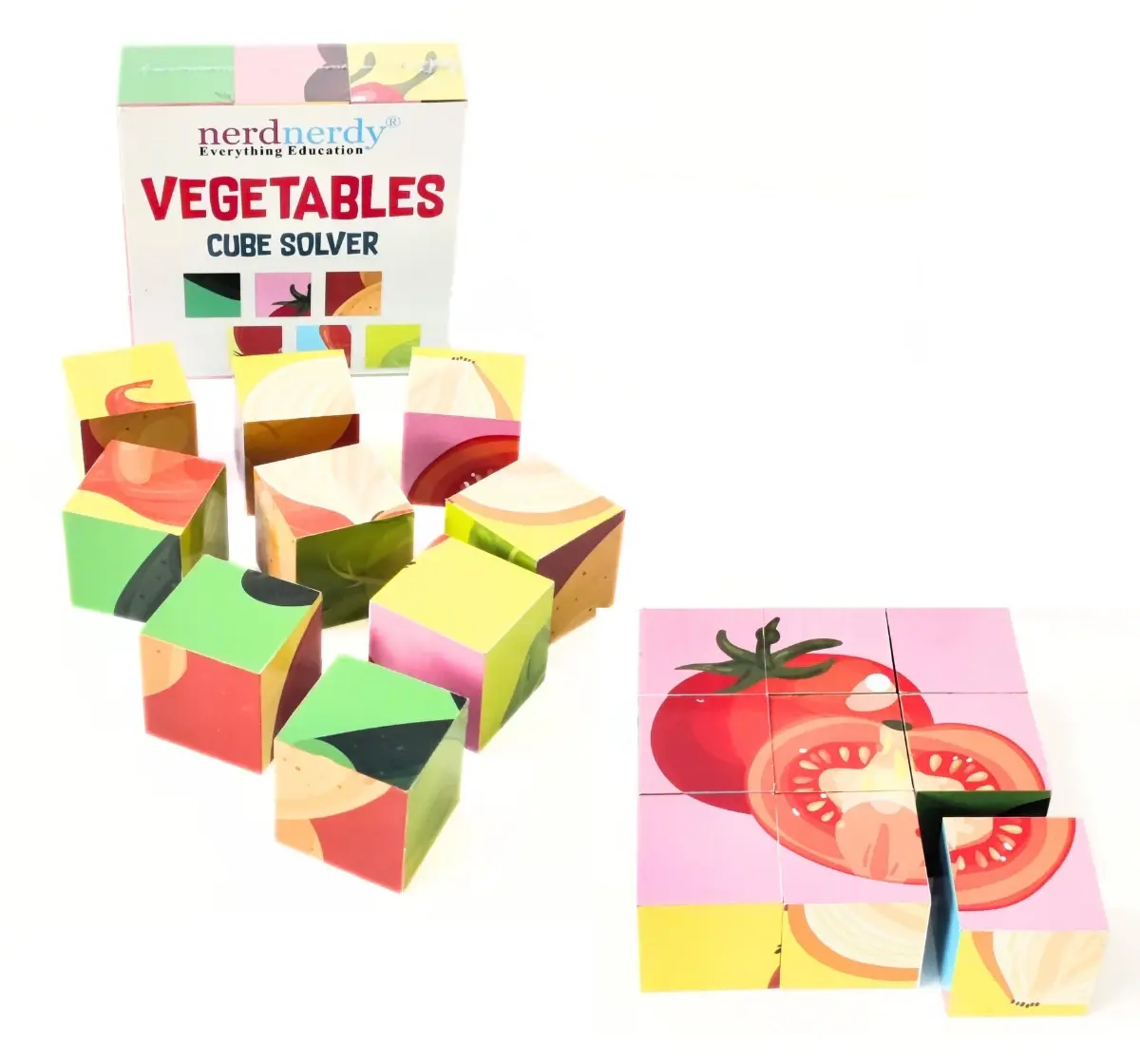 NerdNerdy Vegetable Cube Solver, enhance processing speed, cognitive skills and Spatial awareness in 3Y+