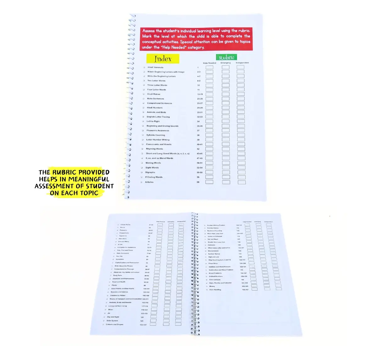 NerdNerdy Workbook -Task Rubric Level 1 for 4yr old, All in one worksheets for LKG, Set of 160+ worksheets