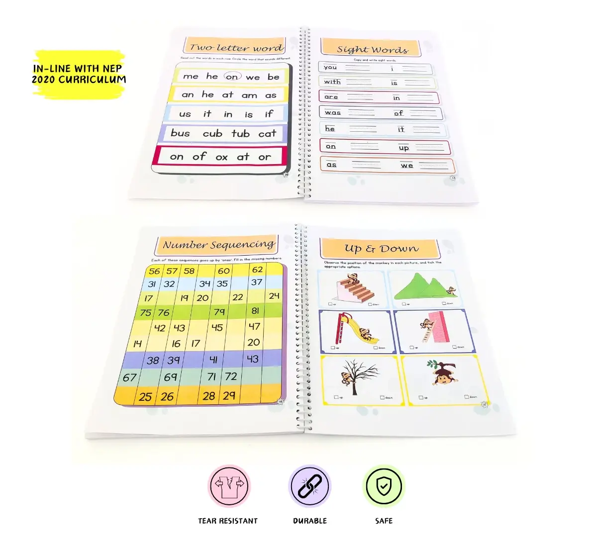 NerdNerdy Workbook -Task Rubric Level 1 for 4yr old, All in one worksheets for LKG, Set of 160+ worksheets