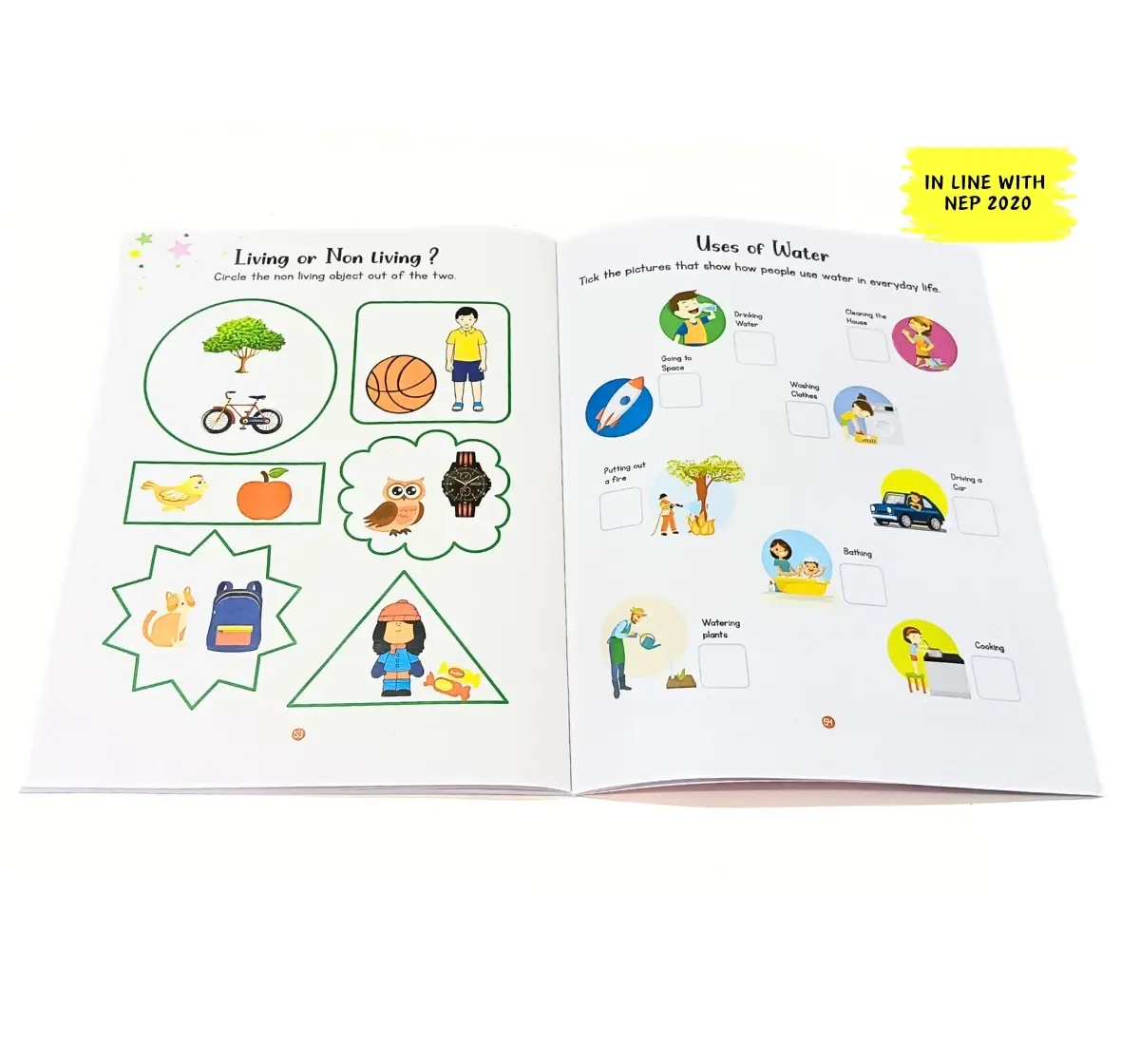 NerdNerdy Brainy Brain EVS Practice Book for 4Y+ LKG, age appropriate practice sheets, For schools & home use