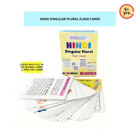 NerdNerdy Hindi Singular & Plural Flashcards, 5Y+, For classroom &home use