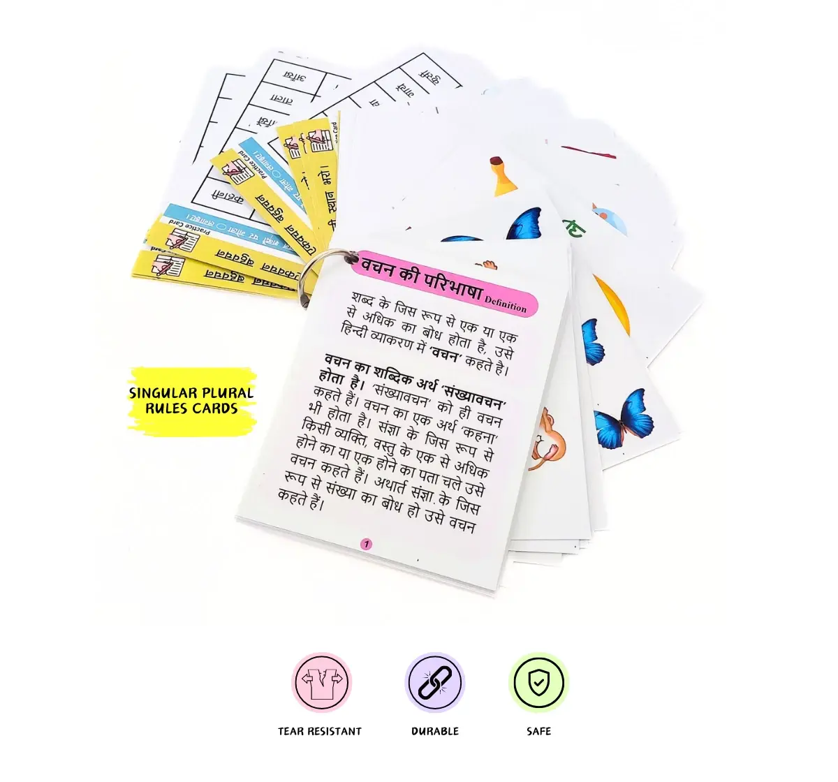 NerdNerdy Hindi Singular & Plural Flashcards, 5Y+, For classroom &home use