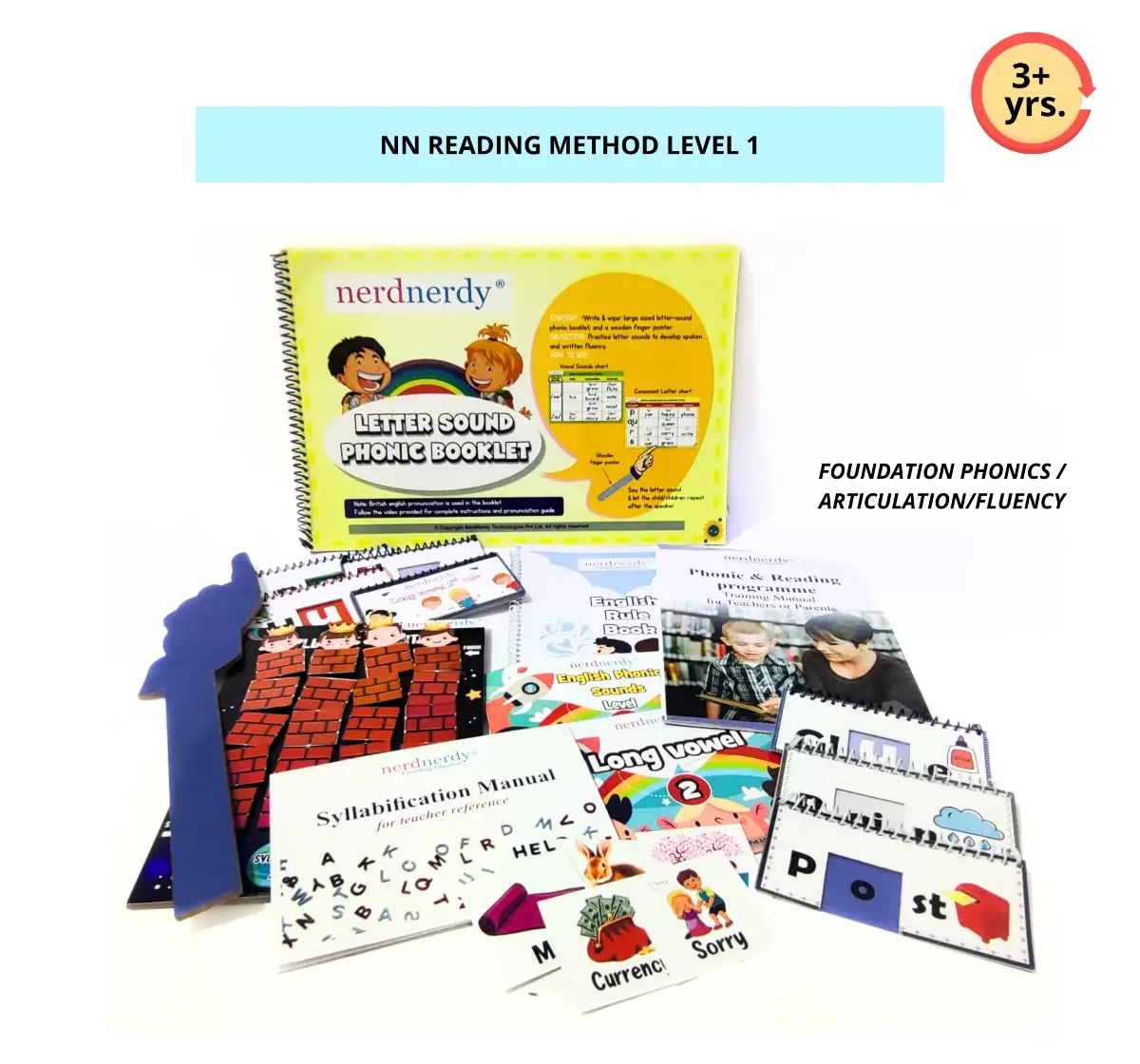 NerdNerdy's Reading Method Level 1, Syllables to Phonics, 3Y+, Research Backed Reading method
