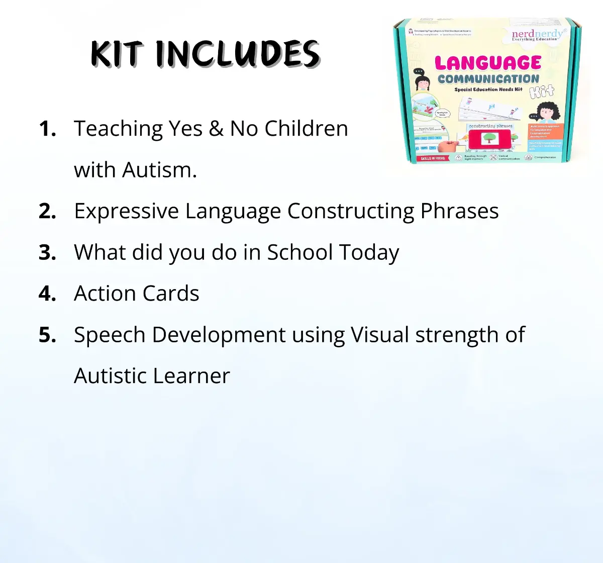 NerdNerdy Language and Communication Kit, Includes language and communication resources useful for children with Autism or those with speech delays