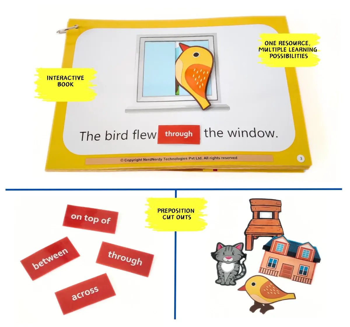 Preposition Level 2, An Interactive & creative Book for Kids to master Advance level Prepositions, 4Y+, used as Teaching Learning Material & Special education resource