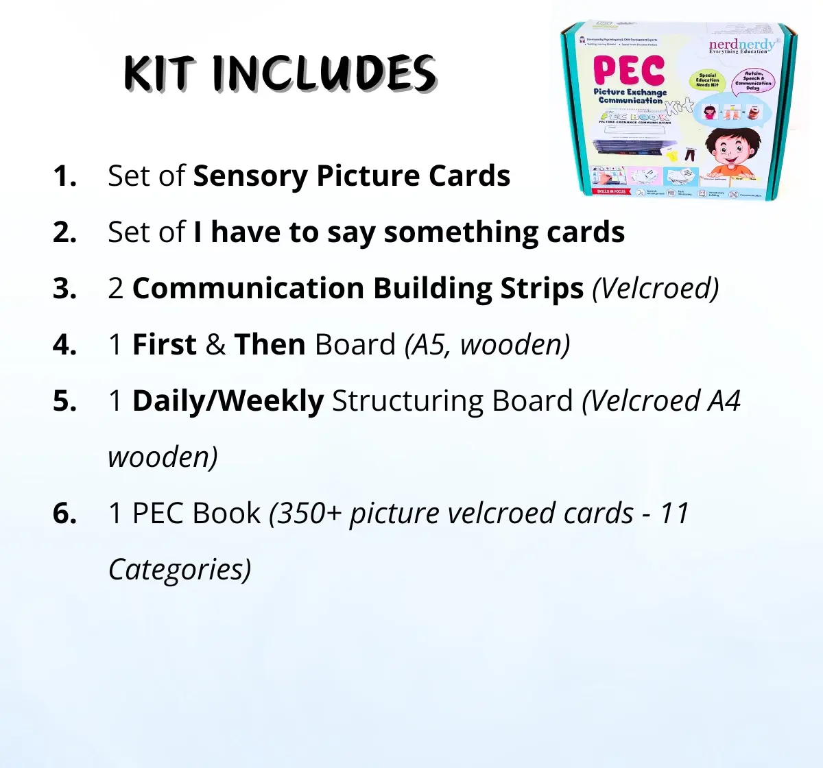 NerdNerdy PEC Kit, Picture Exchange Communication Kit Level 1, For Special Needs, Speech Delays, Autism, Speech Therapy etc