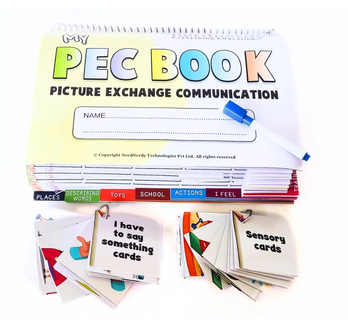 NerdNerdy PEC Kit, Picture Exchange Communication Kit Level 1, For Special Needs, Speech Delays, Autism, Speech Therapy etc