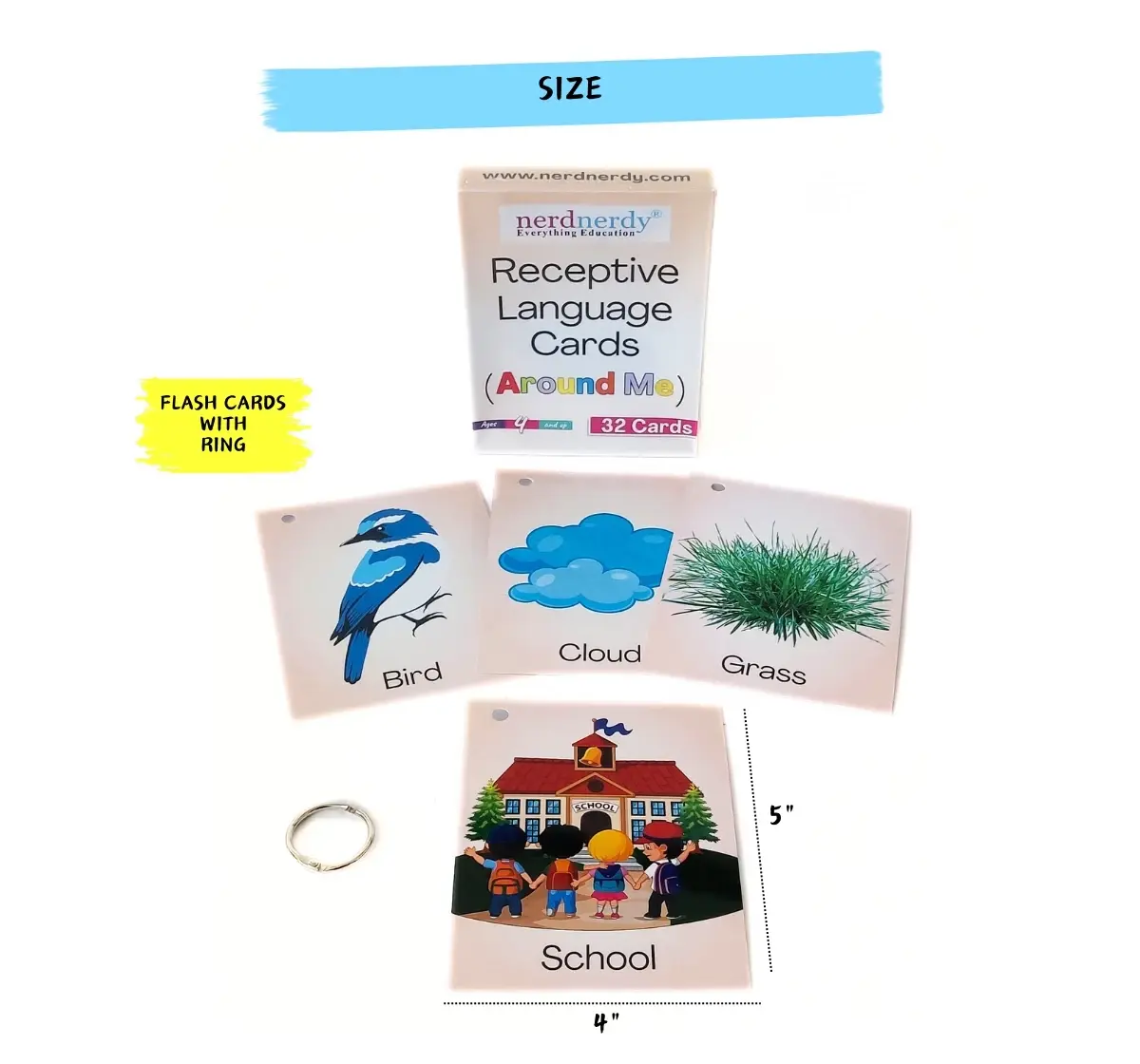 NerdNerdy Receptive Language Vocabulary Cards Level 2 -AROUND ME 3Y+