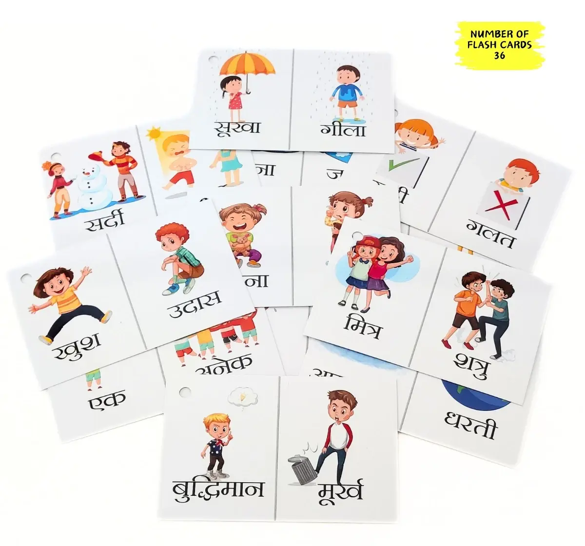 NerdNerdy Hindi Opposites Flashcards, Hindi Opposites Flashcards, 5Y+, Language Building, Early Learning, Hindi words