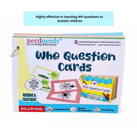 NerdNerdy WHO Questions, Interactive hands on cards for children with Autism Can be used for Speech Therapy, Occupational Therapy and ABA