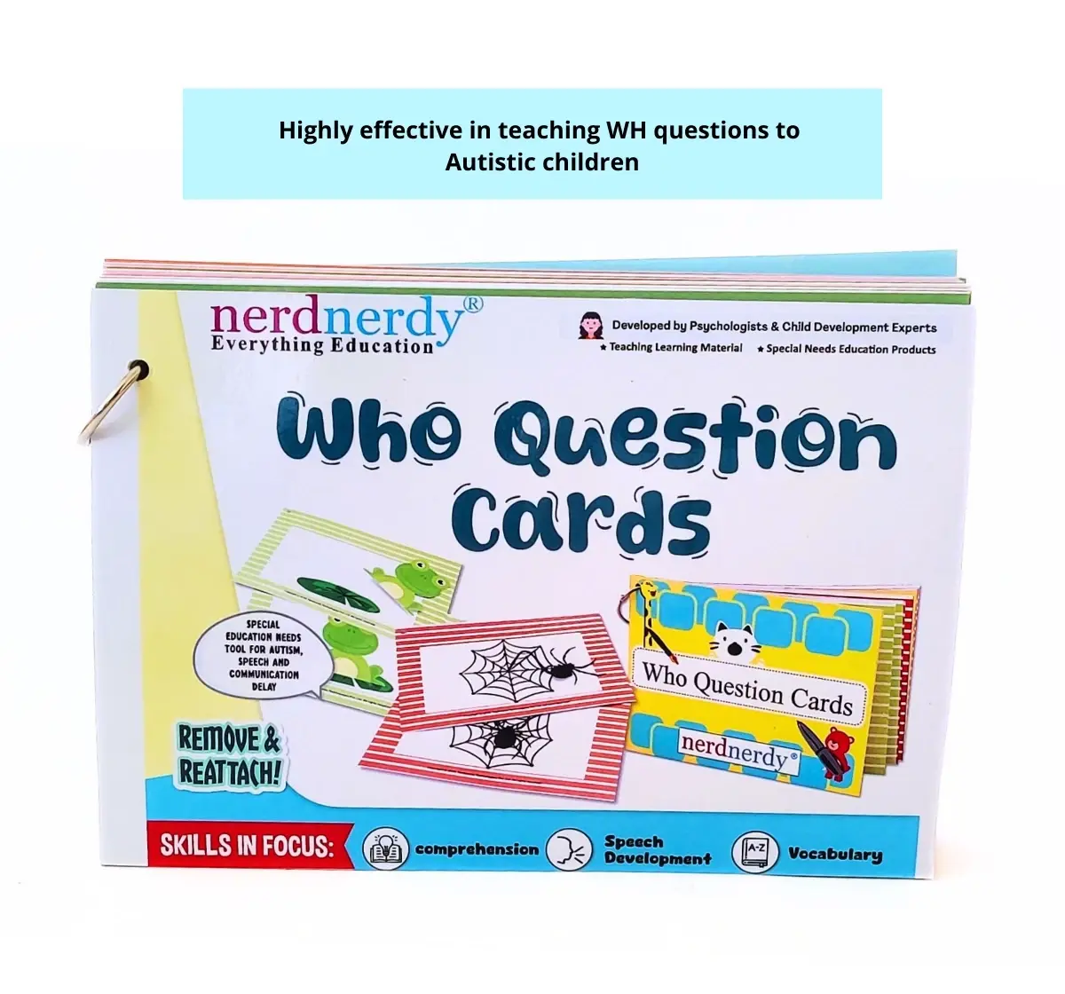 NerdNerdy WHO Questions, Interactive hands on cards for children with Autism Can be used for Speech Therapy, Occupational Therapy and ABA