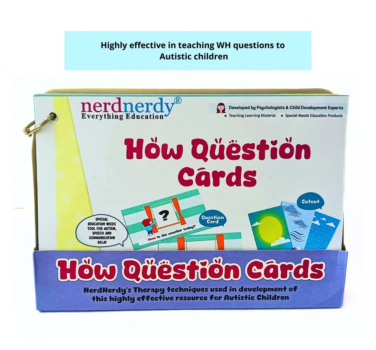 NerdNerdy How Questions, Interactive hands on cards for children with Autism Can be used for Speech Therapy, Occupational Therapy and ABA