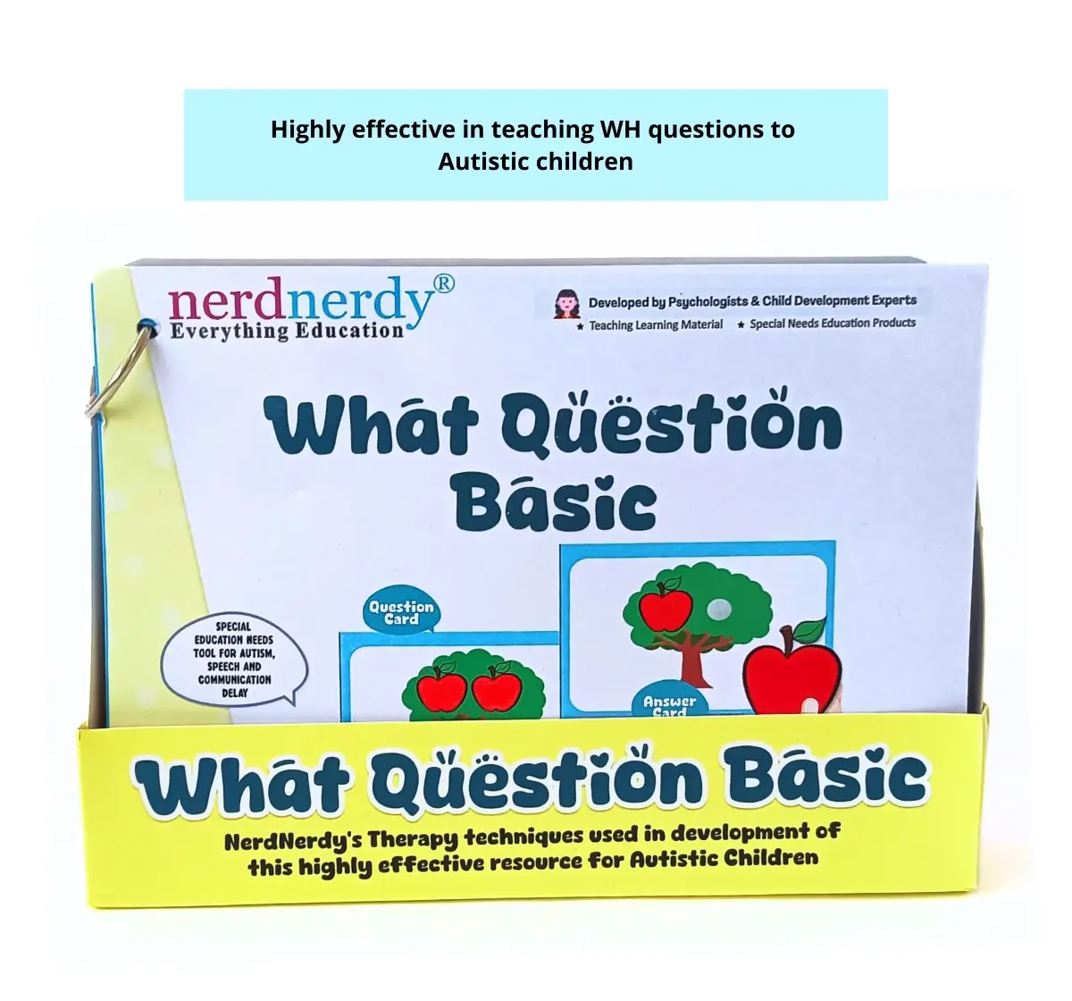 NerdNerdy 'What' Question Basic Level, Interactive hands on cards for children with Autism Can be used for Speech Therapy, Occupational Therapy & ABA