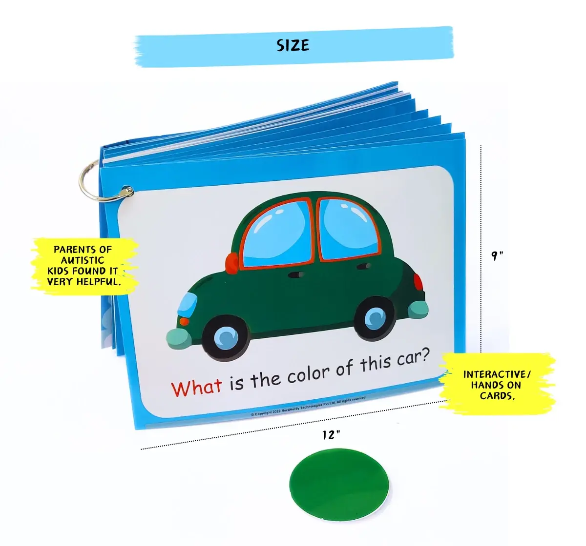 NerdNerdy 'What' Question Basic Level, Interactive hands on cards for children with Autism Can be used for Speech Therapy, Occupational Therapy & ABA