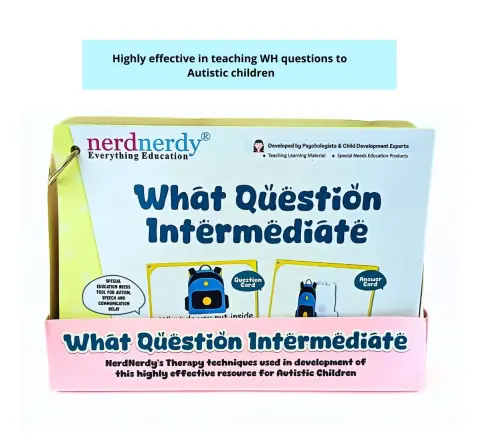 NerdNerdy What Question Intermediate Level, Interactive hands on cards for children with AutismCan be used for Speech Therapy