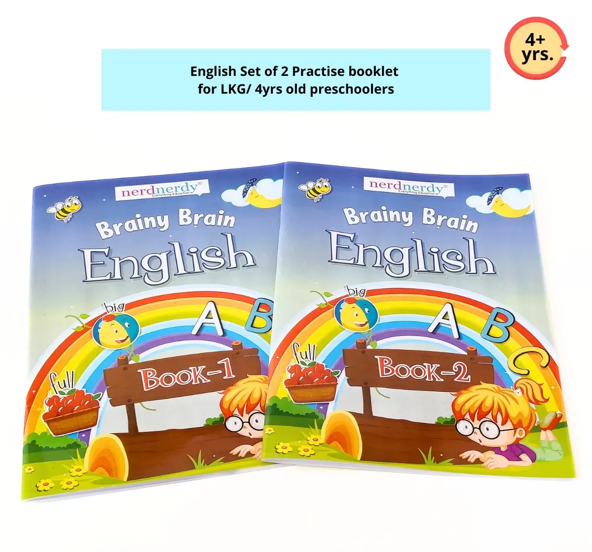 NerdNerdy Brainy Brain, Set of Two English Practice Books, 4Y+