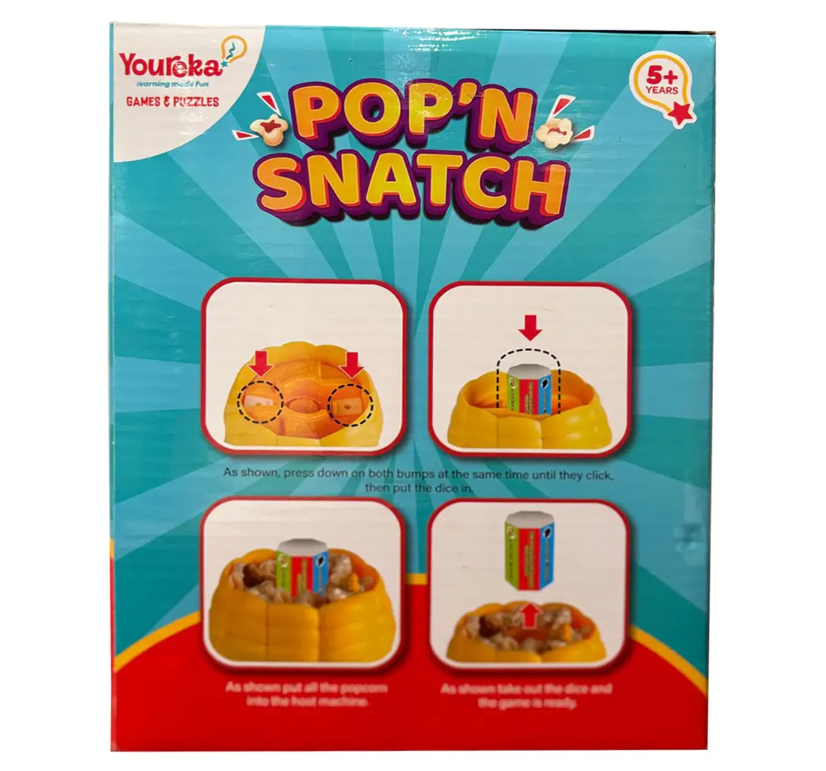 Youreka POP N Snatch Game, Popcorn Board Game, 5Y+