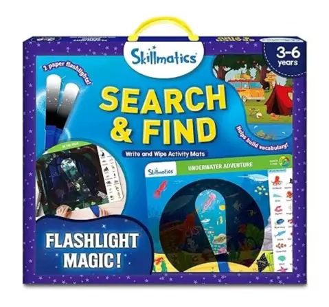 Skillmatics Search & Find Flashlight Magic, Reusable Activity Mats, 3Y+