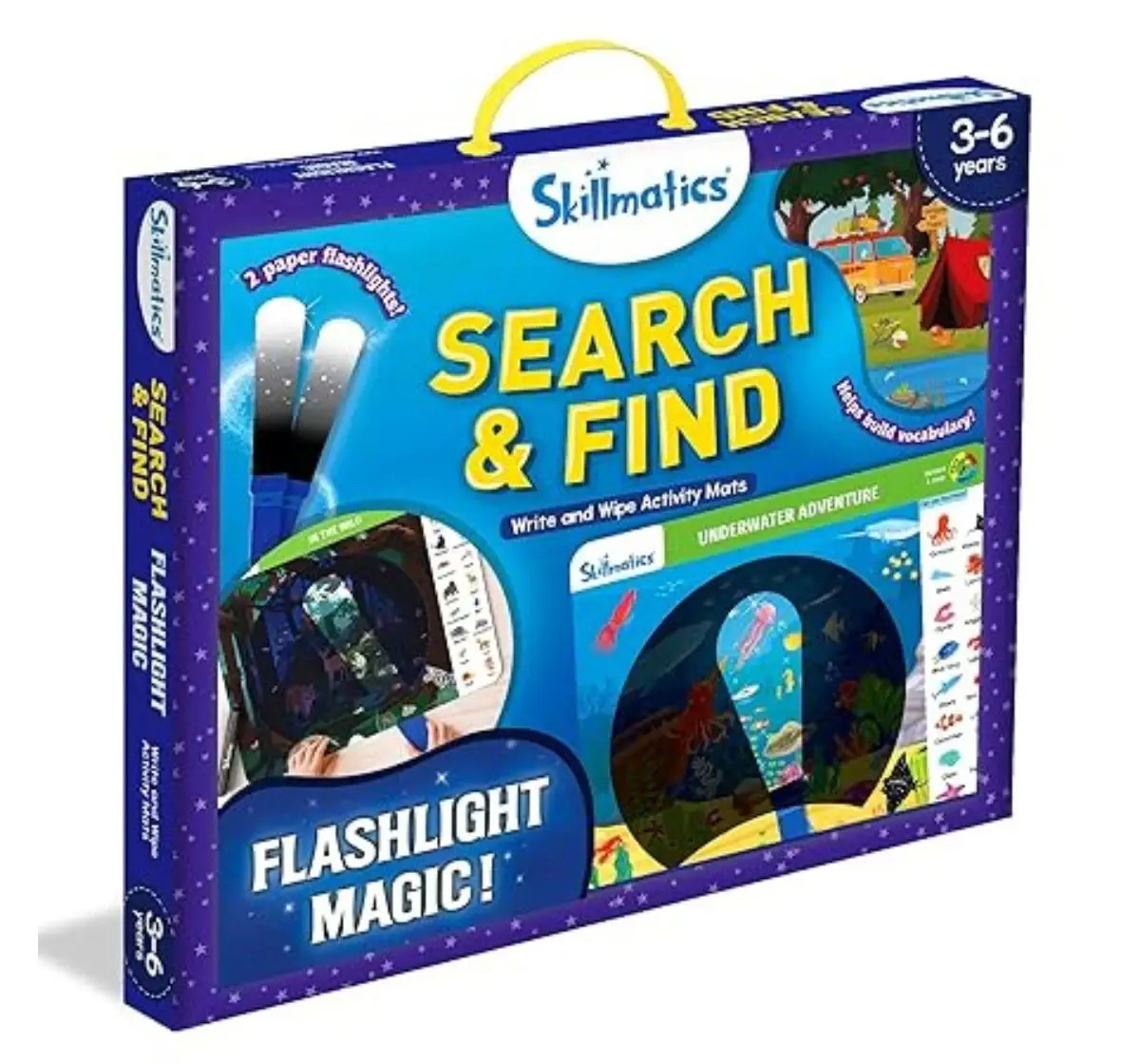 Skillmatics Search & Find Flashlight Magic, Reusable Activity Mats, 3Y+