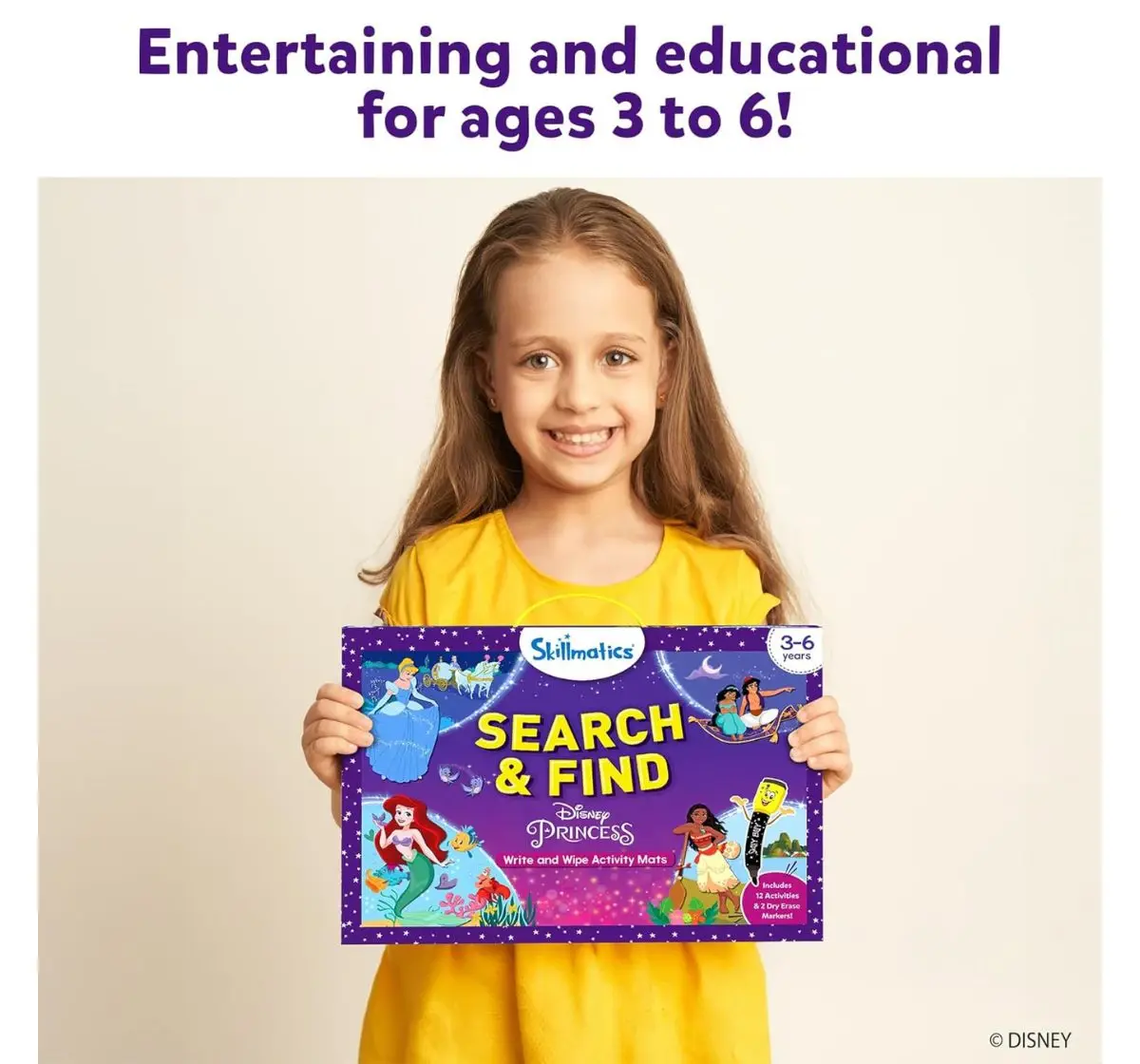 Skillmatics Search & Find Disney Princesses, Reusable Activity Mats , 3Y+