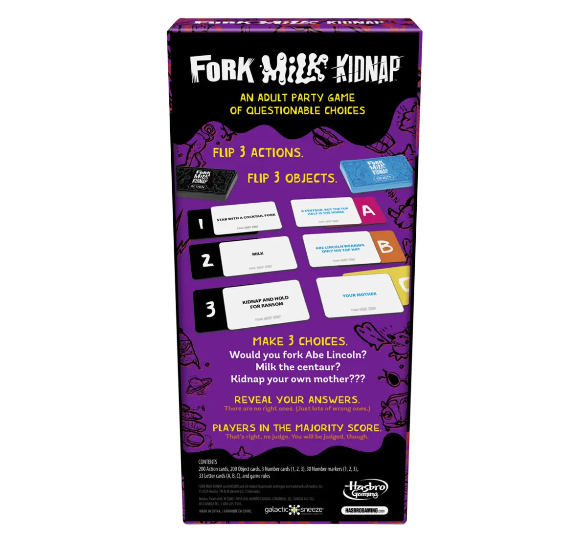 Hasbro Gaming Fork Milk Kidnap Game for Adults Only, 17Y+, 3 to 10 Players
