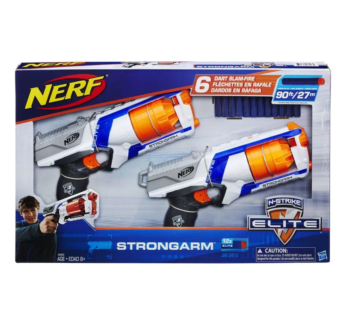 Nerf Elite Strongarm Blaster Pack of 2, 2 Blasters and 12 Official Nerf Elite Darts, 8Y+