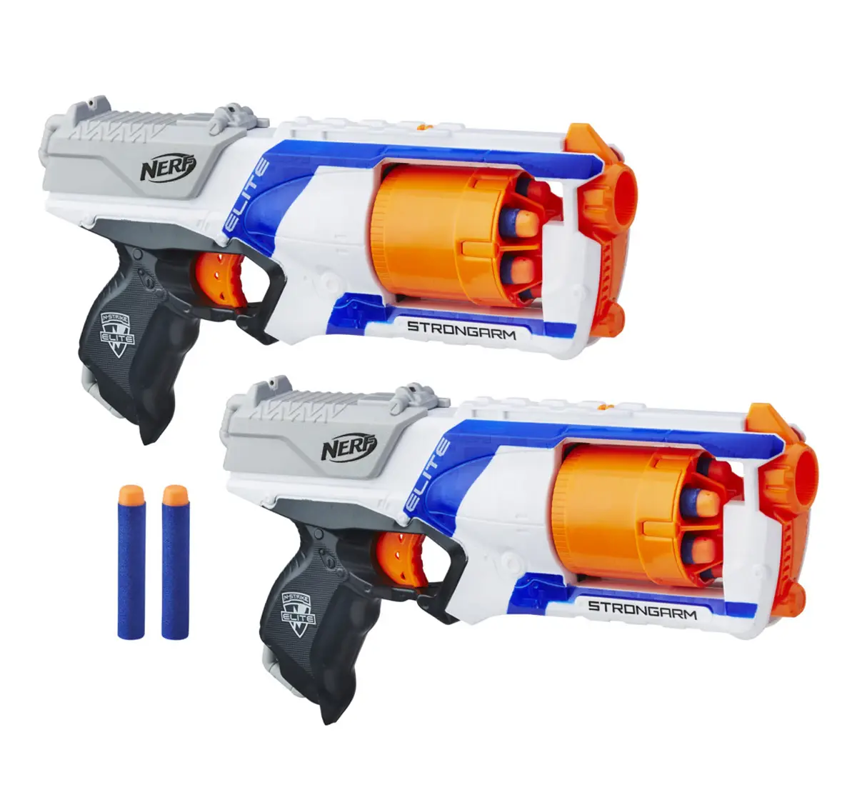 Nerf Elite Strongarm Blaster Pack of 2, 2 Blasters and 12 Official Nerf Elite Darts, 8Y+