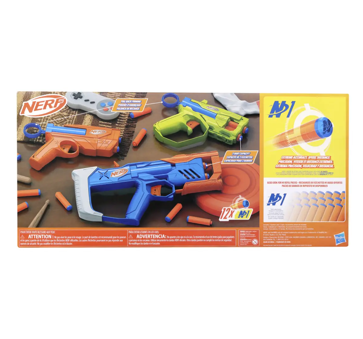 Nerf N Series Triple Action Pack, 3 Blasters, 12 Nerf N1 Darts, Compatible Only with Nerf N Series Blasters, 8Y+