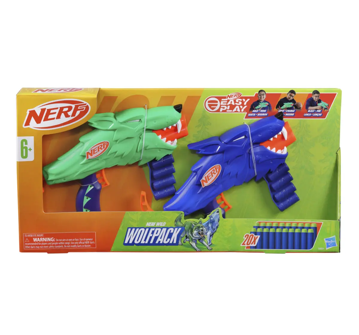 Nerf Wild Wolfpack, 2 Easy Play Nerf Blasters, 6Y+