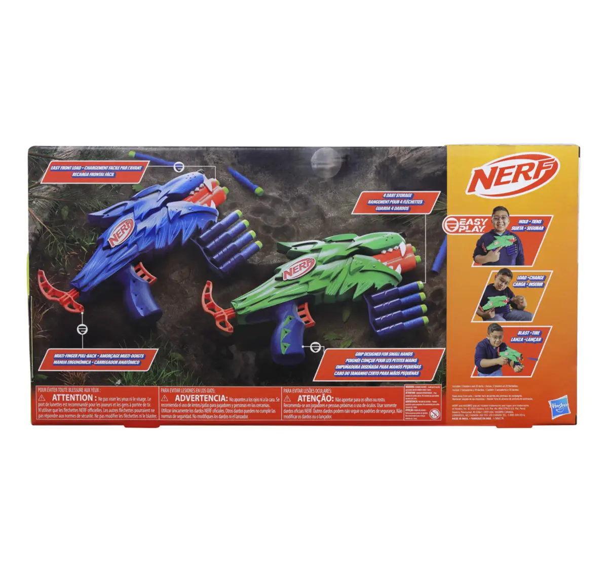 Nerf Wild Wolfpack, 2 Easy Play Nerf Blasters, 6Y+