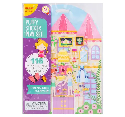 Youreka Puffy Sticker Playset Princess Castle, 116 Repositionable Puffy Stickers, Art & Craft Set for Kids, 4Y+