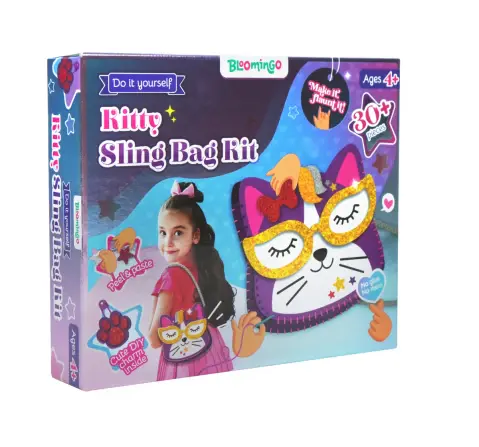 Bloomingo Diy Kitty Sling Bag Kit, Art & Craft Kit, 4Y+