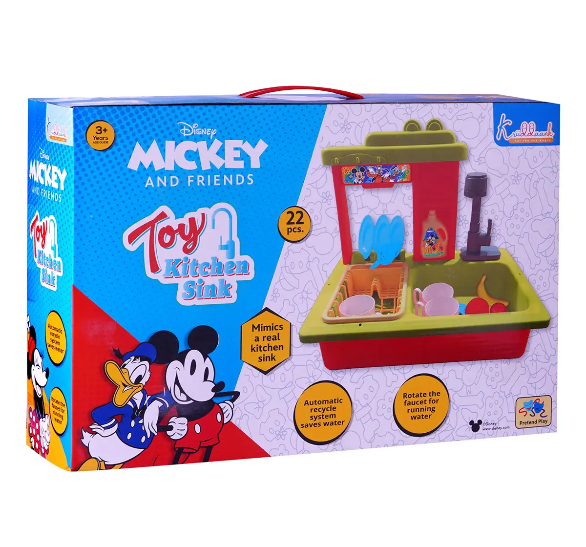 Kriiddaank Toy Kitchen Sink 22 Pieces Mickey Mouse, 3Y+