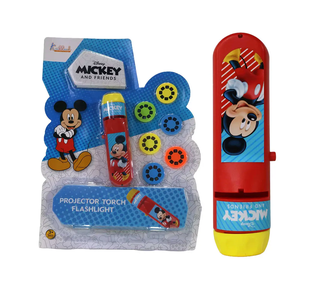 Kriiddaank Mickey Mouse Projector Flashlight Torch, Fun Learning Projector Torch 3Y+, 6 Slides and 24 Pattern, Multicolour