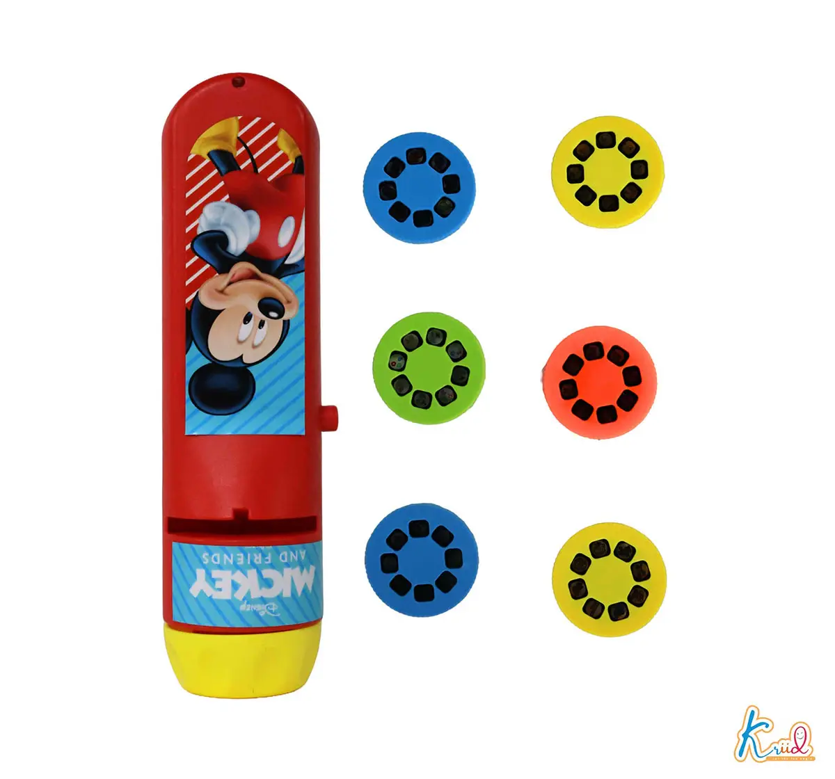 Kriiddaank Mickey Mouse Projector Flashlight Torch, Fun Learning Projector Torch 3Y+, 6 Slides and 24 Pattern, Multicolour
