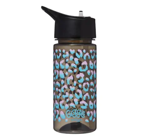 Smiggle Giggle 6 Collection Water Bottle 450 ml For Kids Age 3Y+, Black Mix