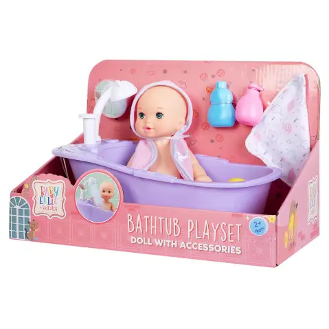Baby Ellie Bathtub Playset Nurturing Dolls, 8.5 Inches, 3Y+