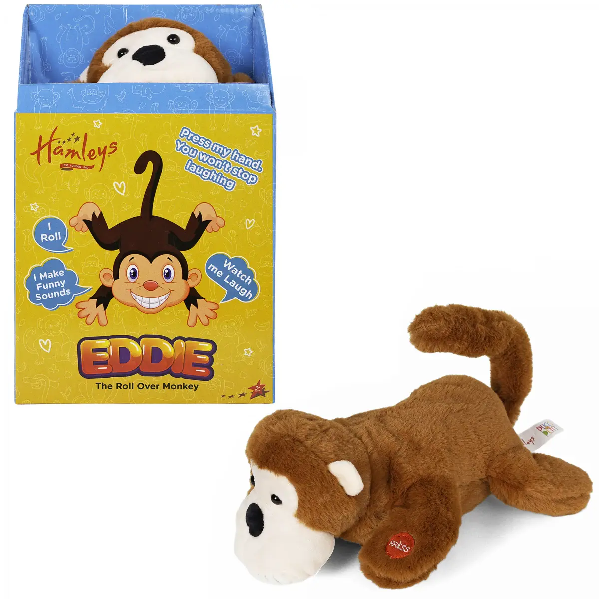 Hamleys Interactive Eddie Roll Over Monkey Toy Engaging with Realistic Sounds Fun & Educational Gift for Kids, 3Y+