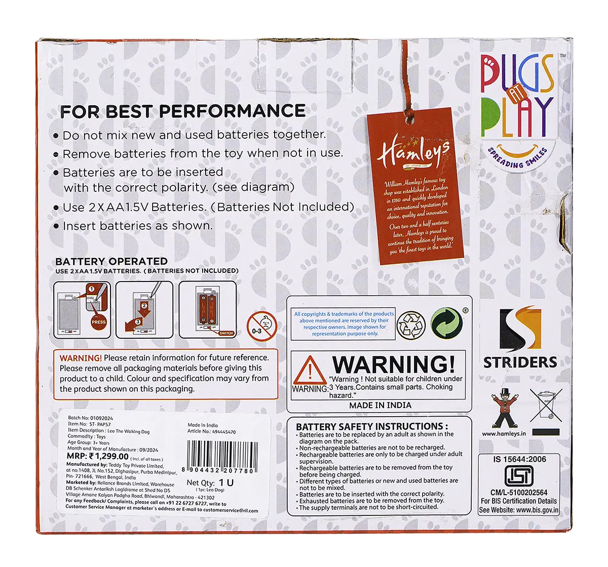 Hamleys Walking Talking Dog Leo, Interactive Toys for Kids, 3Y+