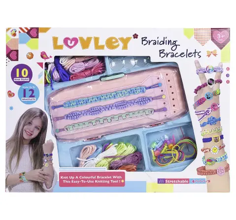 Luvley Braiding Bracelets, Make 12 Stretchable Bracelets with Upto 10 Knotting Styles, 3Y+