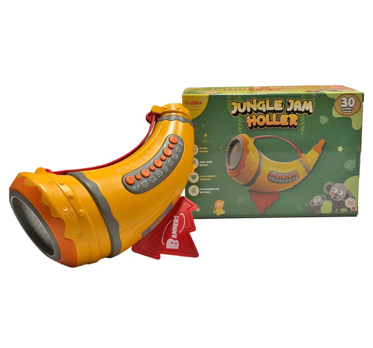 Youreka Jungle Jam Holler Animal Sound Trumpet Musical Toy, 3Y+