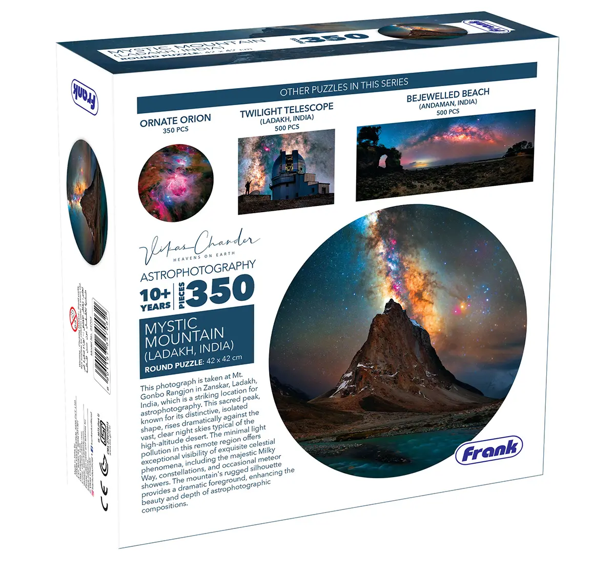 Frank Mystic Mountain 350 pieces Astrophotography Round Puzzle, 10Y+