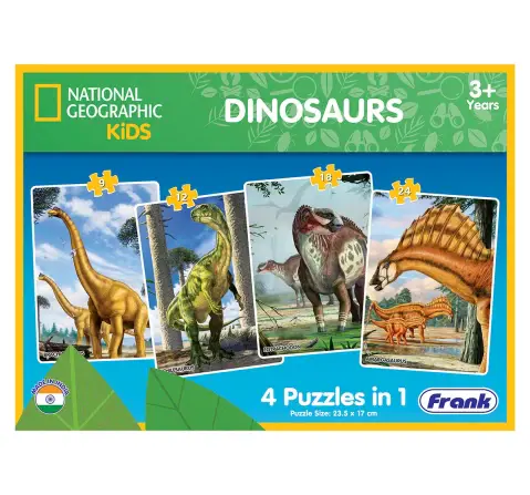 Frank National Geographic Kids Dinosaurs 4 In 1 Puzzles, 3Y+