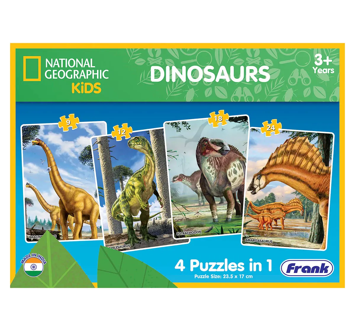 Frank National Geographic Kids Dinosaurs 4 In 1 Puzzles, 3Y+