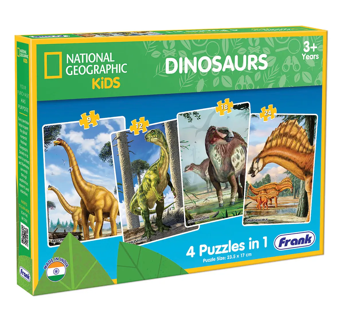 Frank National Geographic Kids Dinosaurs 4 In 1 Puzzles, 3Y+