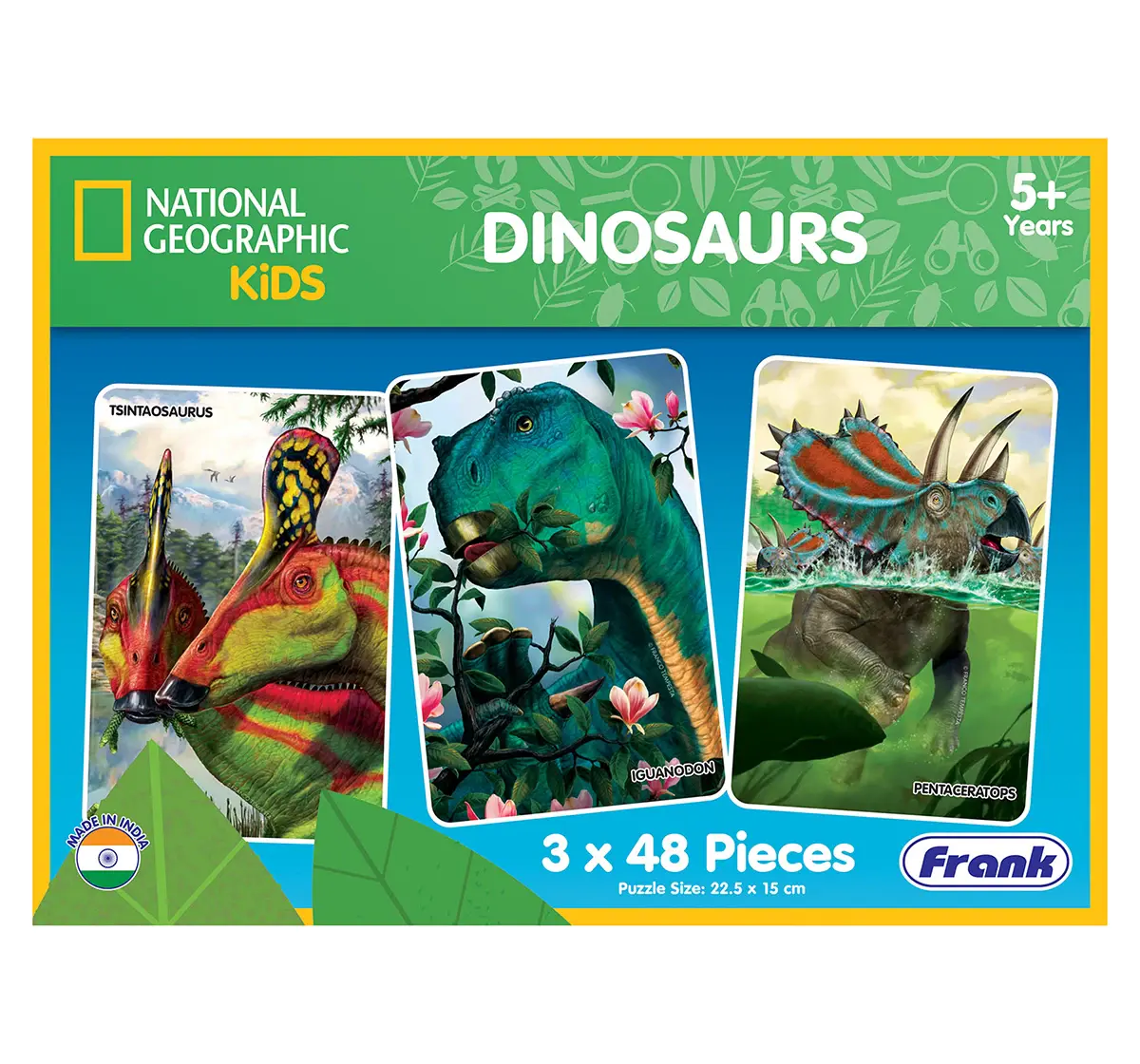 Frank National Geographic Kids Dinosaurs 3 in 1 Puzzle, 48pieces, 5Y+