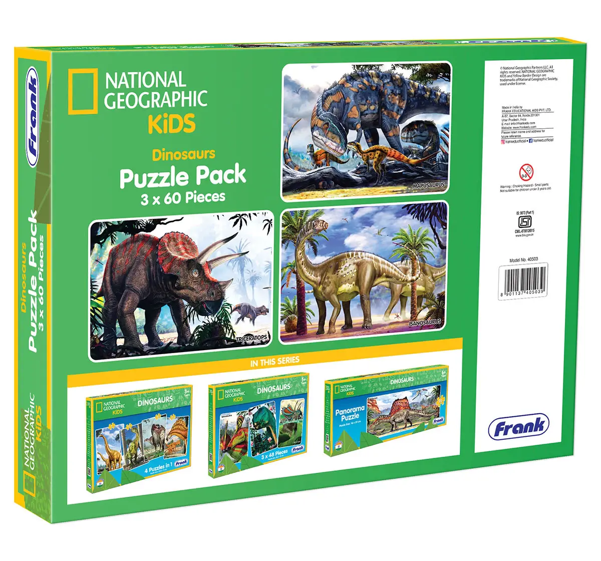 Frank National Geographic Kids Dinosaurs Puzzle Pack 3, 60 pieces, 5Y+