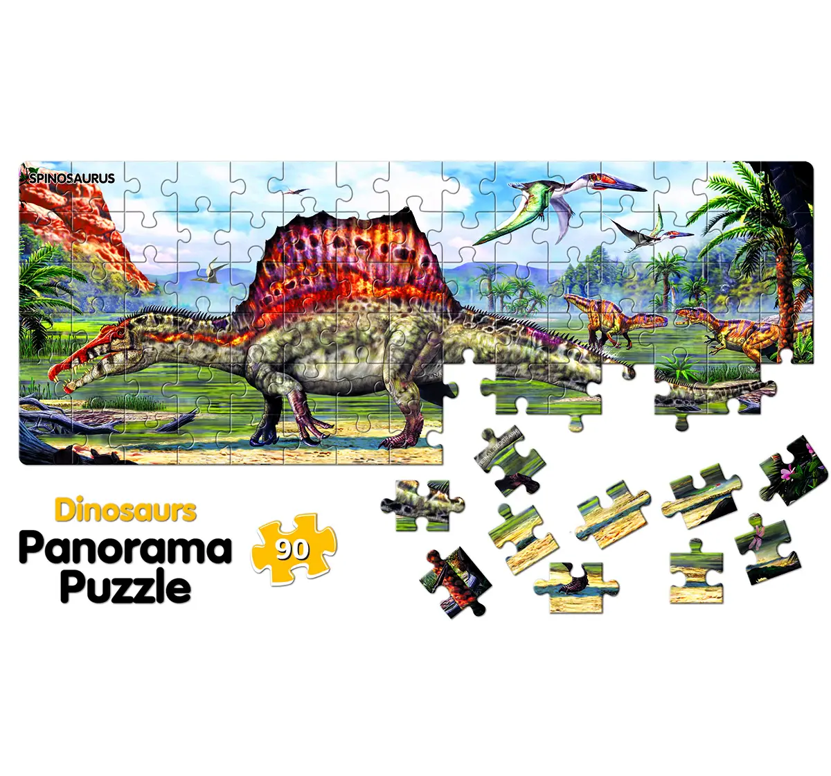 Frank National Geographic Kids Dinosaurs 90 pieces Panorama Puzzle, 6Y+